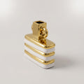 Gold and White Ceramic Flower Vase (Striped) by Zodiya