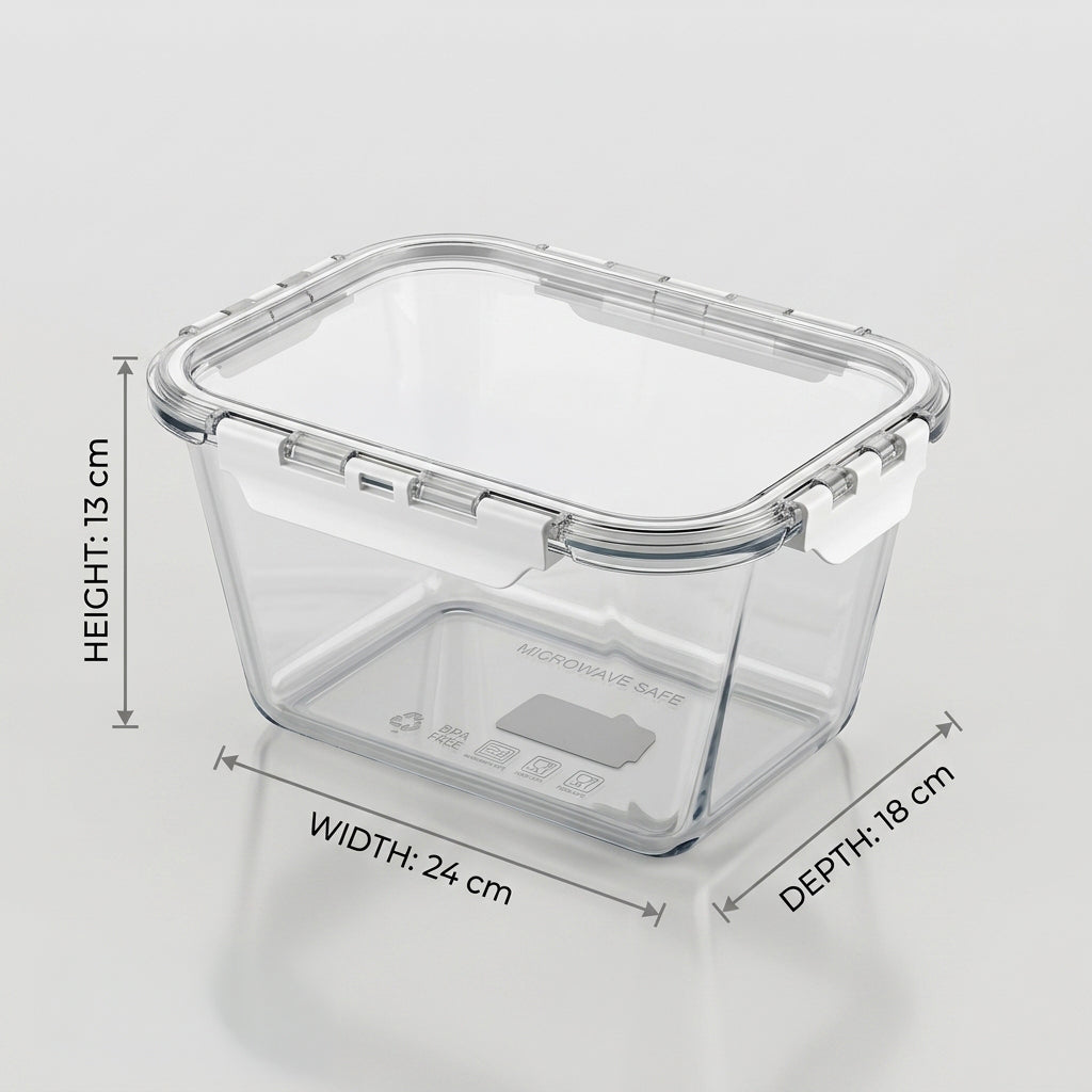 Glass Food Storage Container with Lid (2300 ml) by Zodiya