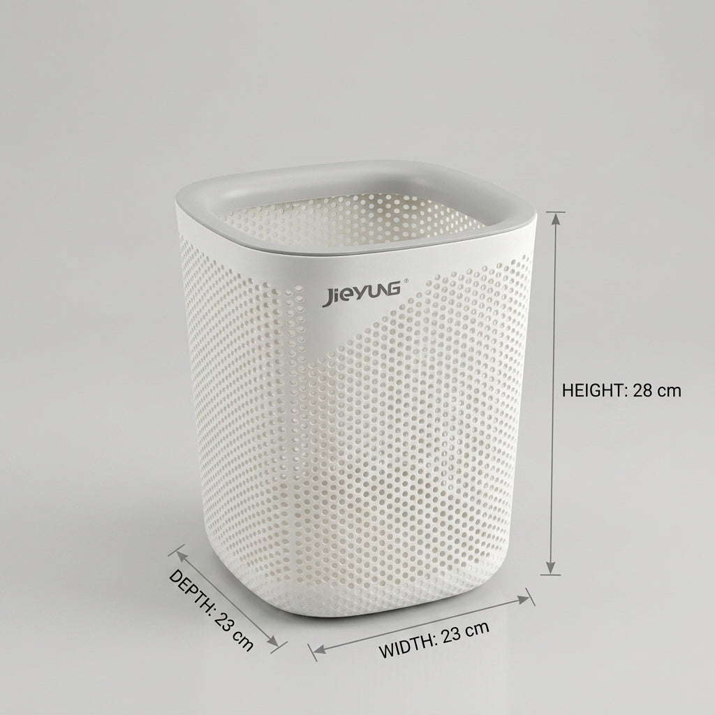 White Square Metal Trash Can by Zodiya