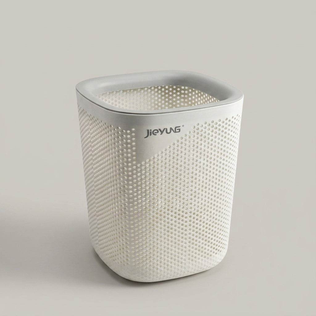 White Square Metal Trash Can by Zodiya