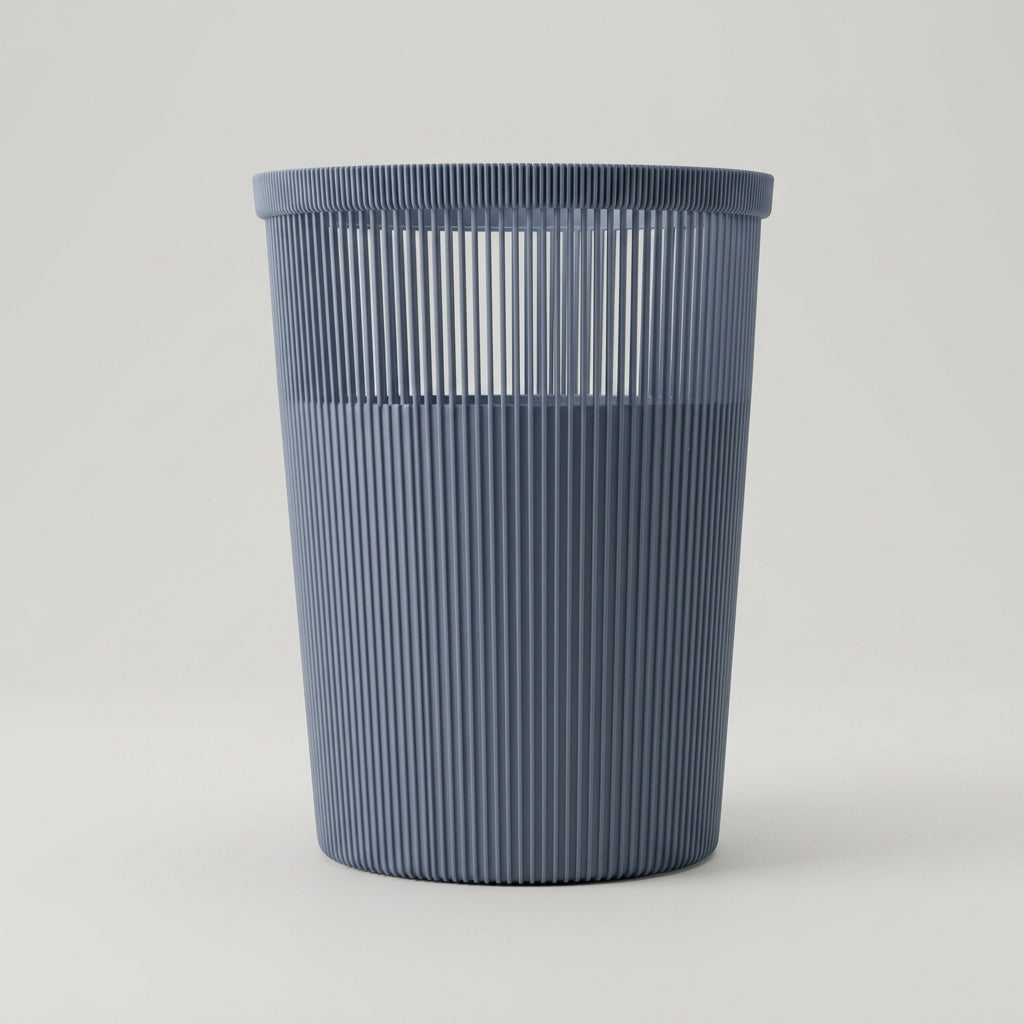 Blue Plastic Trash Can by Zodiya