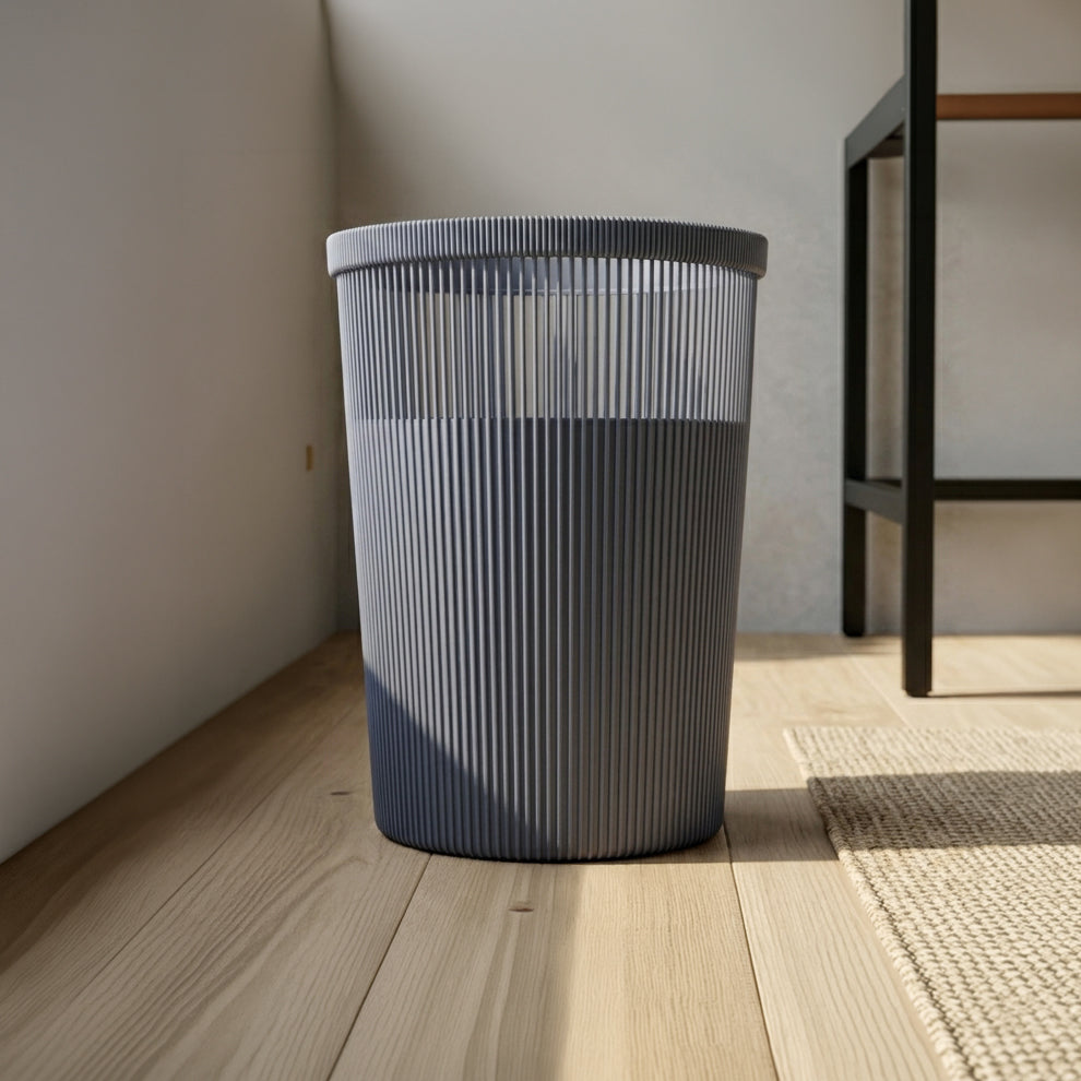 Blue Plastic Trash Can by Zodiya
