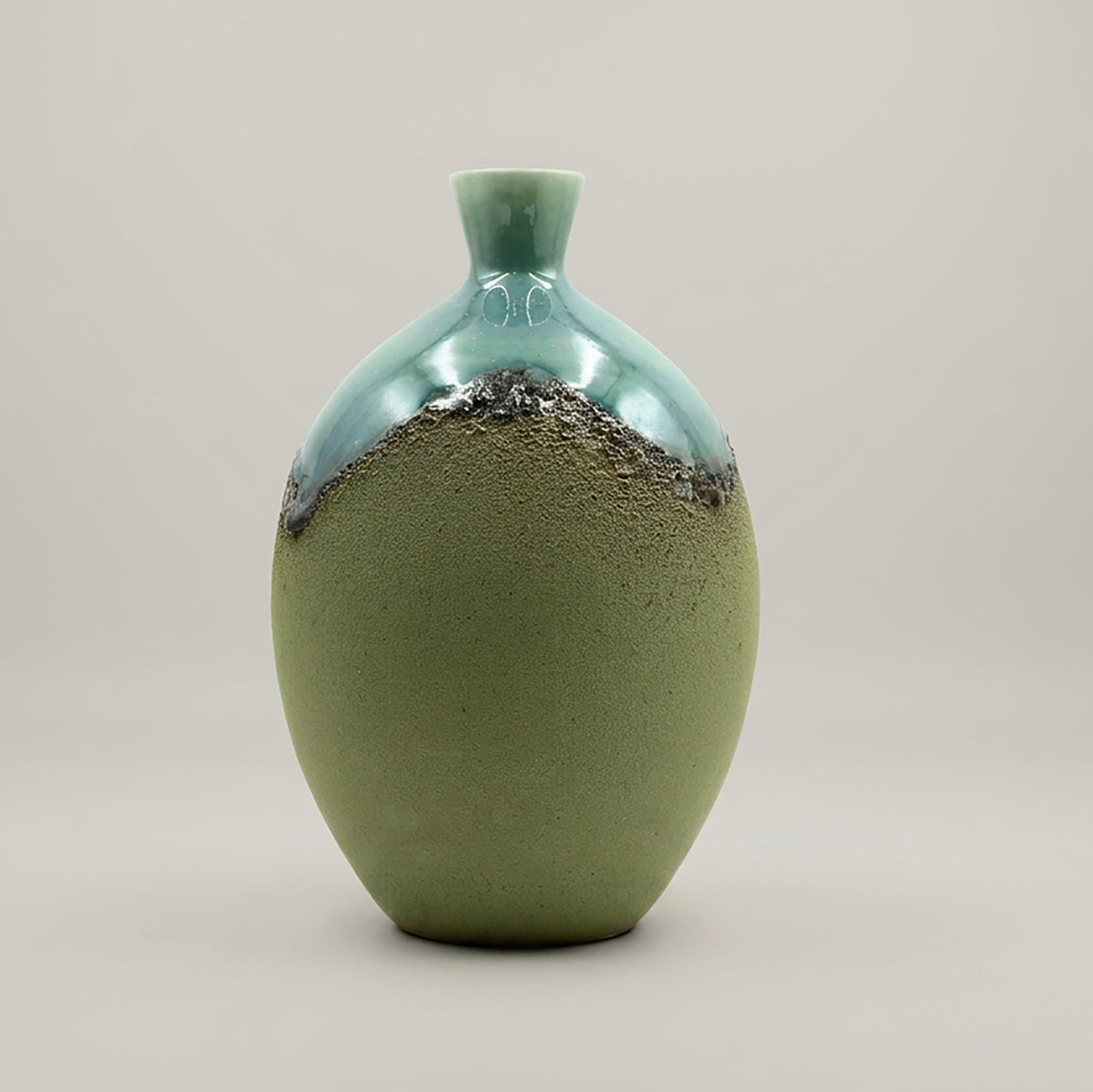 Olive Green Drip Glaze Ceramic Flower Vase by Zodiya