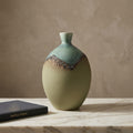 Olive Green Drip Glaze Ceramic Flower Vase by Zodiya