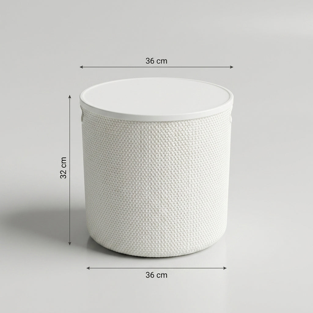 White Round Multipurpose Storage Box By Zodiya