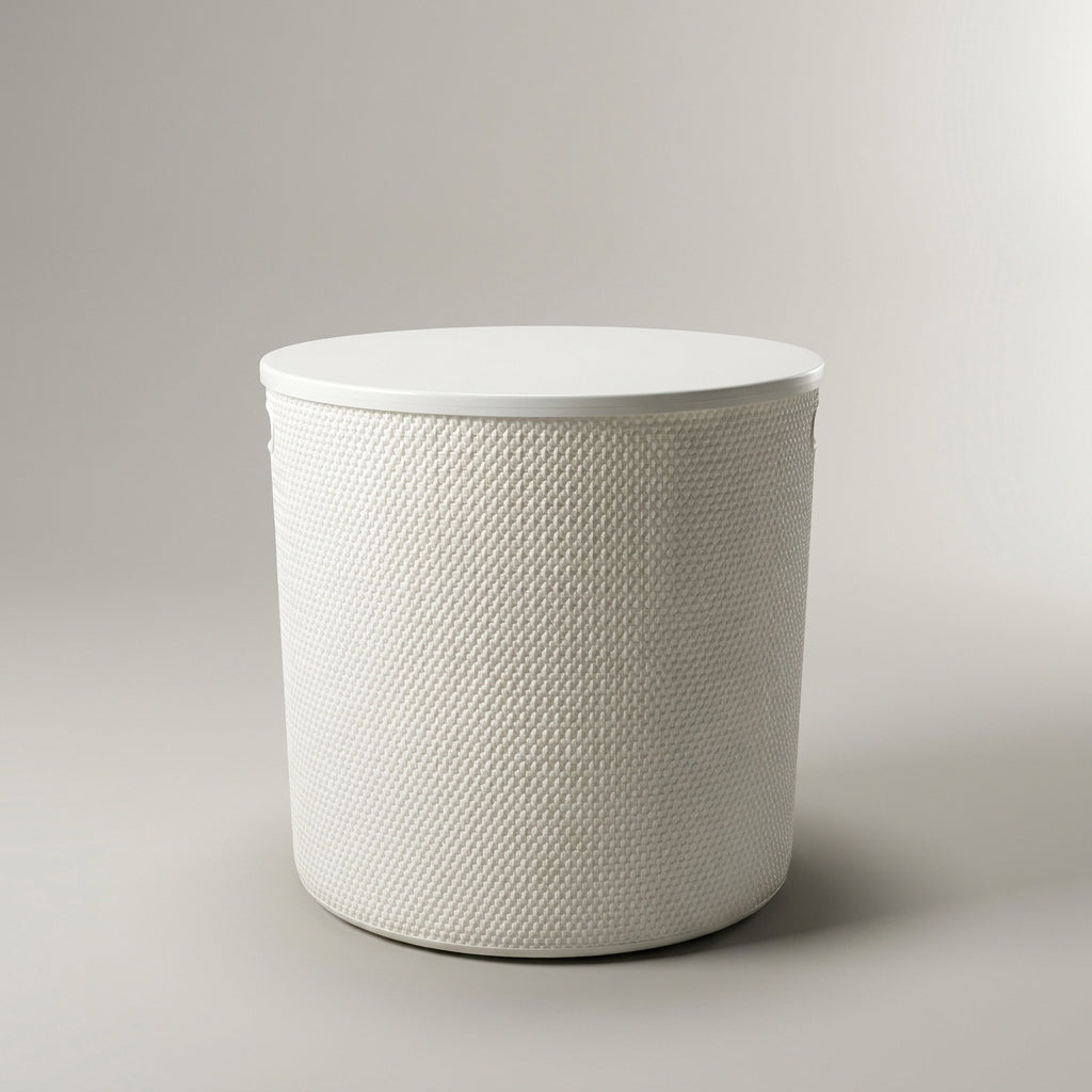 White Round Multipurpose Storage Box By Zodiya