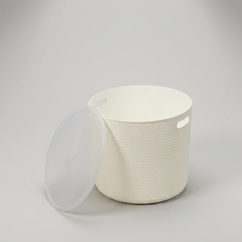 White Round Multipurpose Storage Box By Zodiya