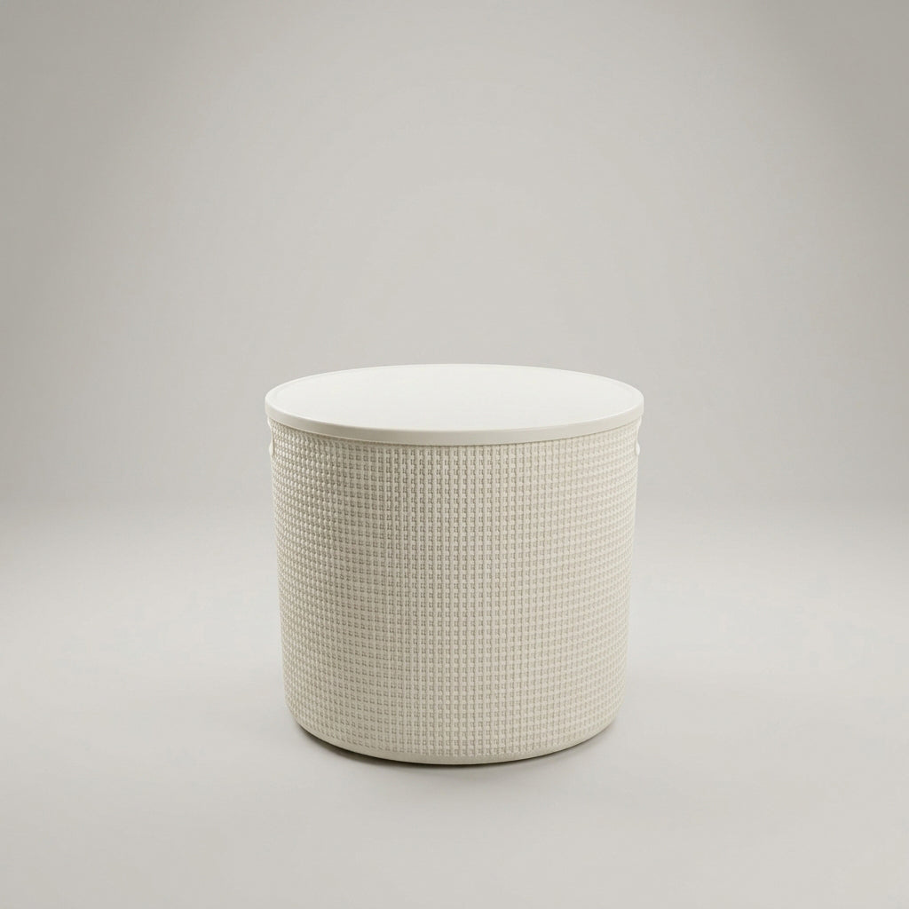 White Round Multipurpose Storage Box By Zodiya