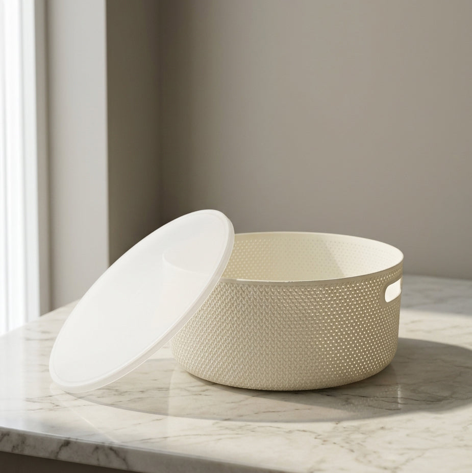 White Round Storage Box (small) By Zodiya