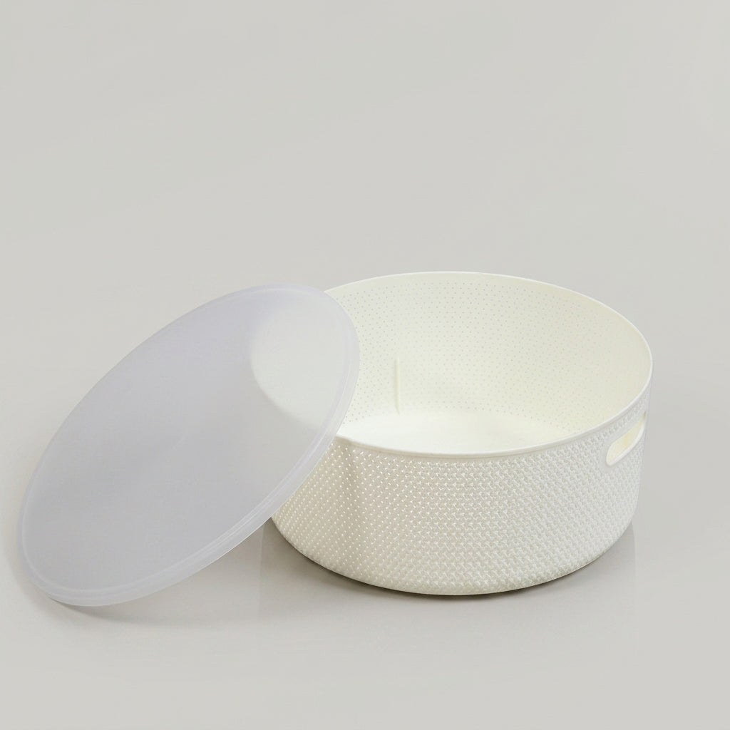 White Round Storage Box (small) By Zodiya