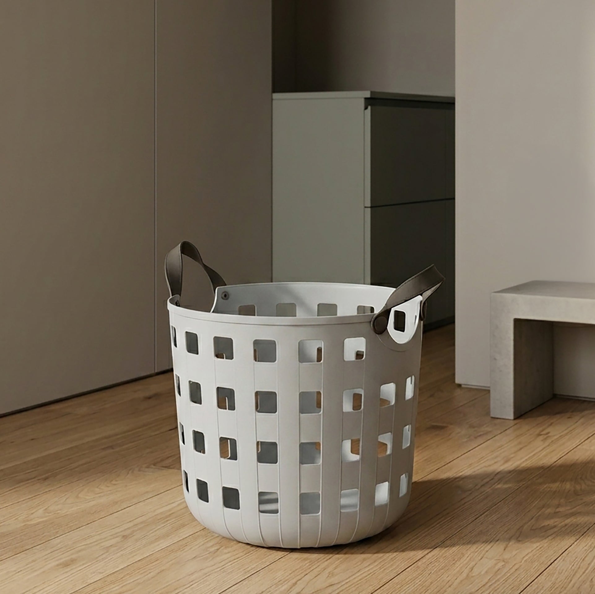 Grey Plastic Laundry Basket By Zodiya-1