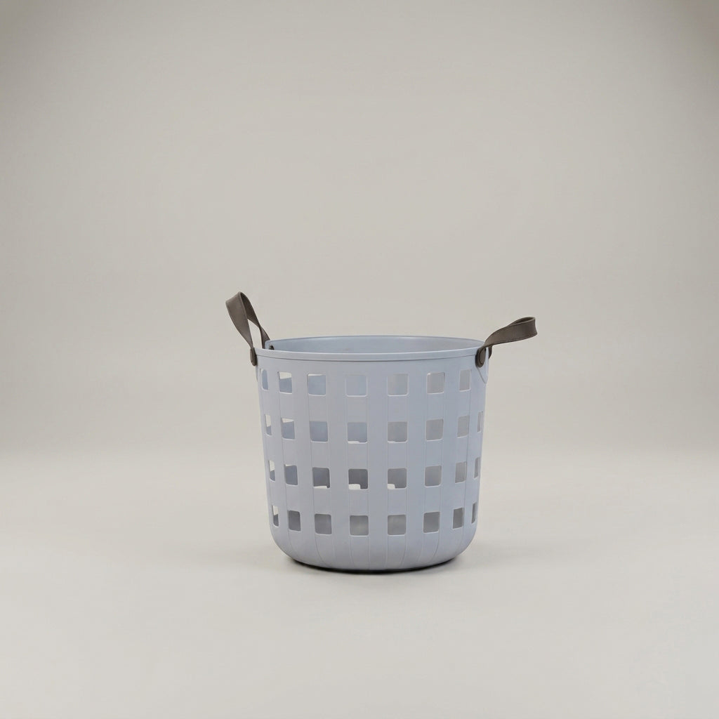 Grey Plastic Laundry Basket with Handles  By Zodiya
