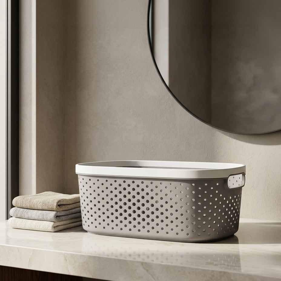Small Grey multipurpose Organiser Basket By Zodiya