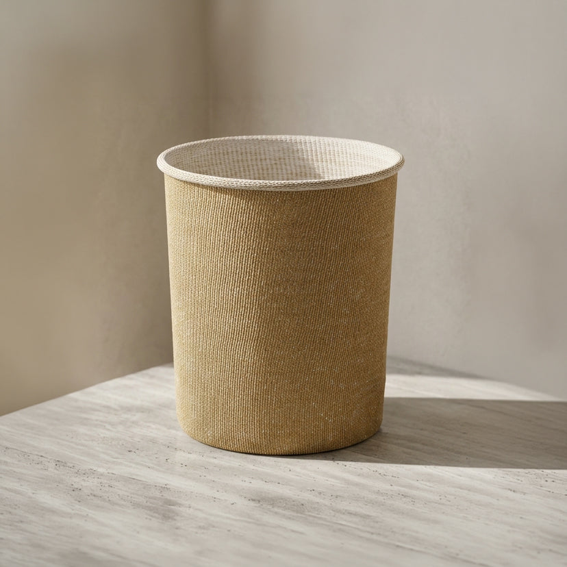 Mustard Fabric Laundry Basket by Zodiya