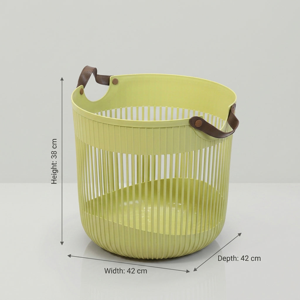 Green Plastic Laundry Basket (Medium) by Zodiya