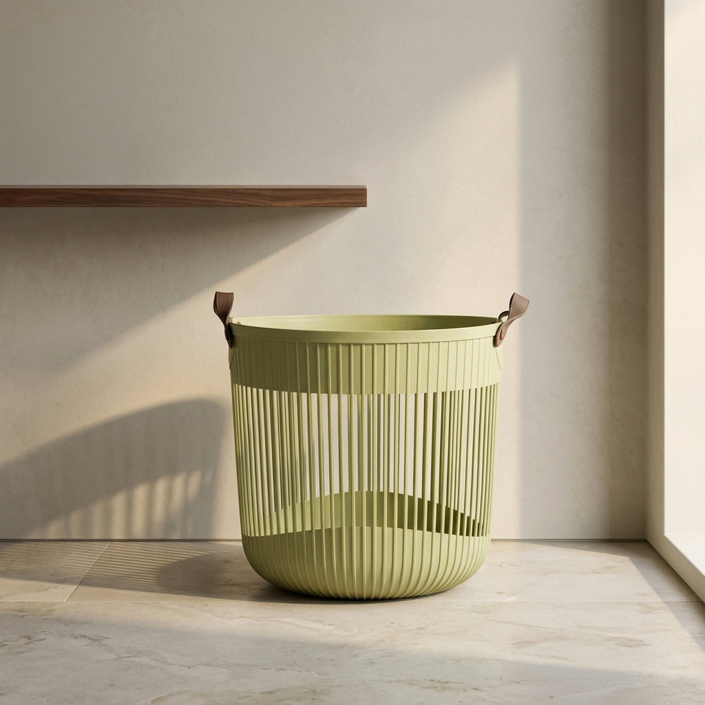 Green Plastic Laundry Basket (Medium) by Zodiya