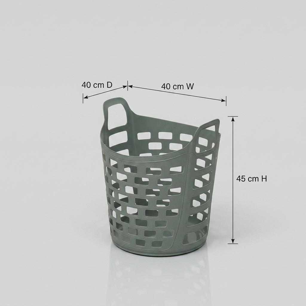 Grey Plastic Laundry Basket (Medium) By Zodiya