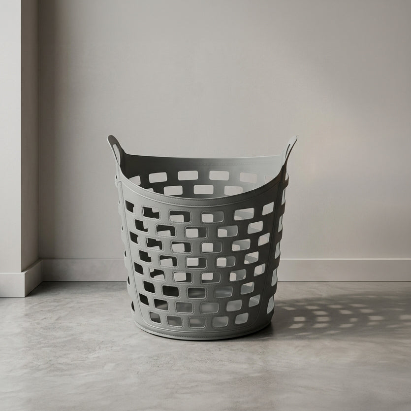 Grey Plastic Laundry Basket (Medium) By Zodiya