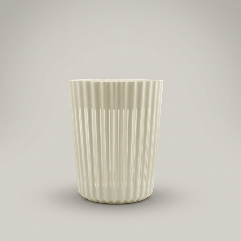 White Slatted Plastic Trash Can By Zodiya