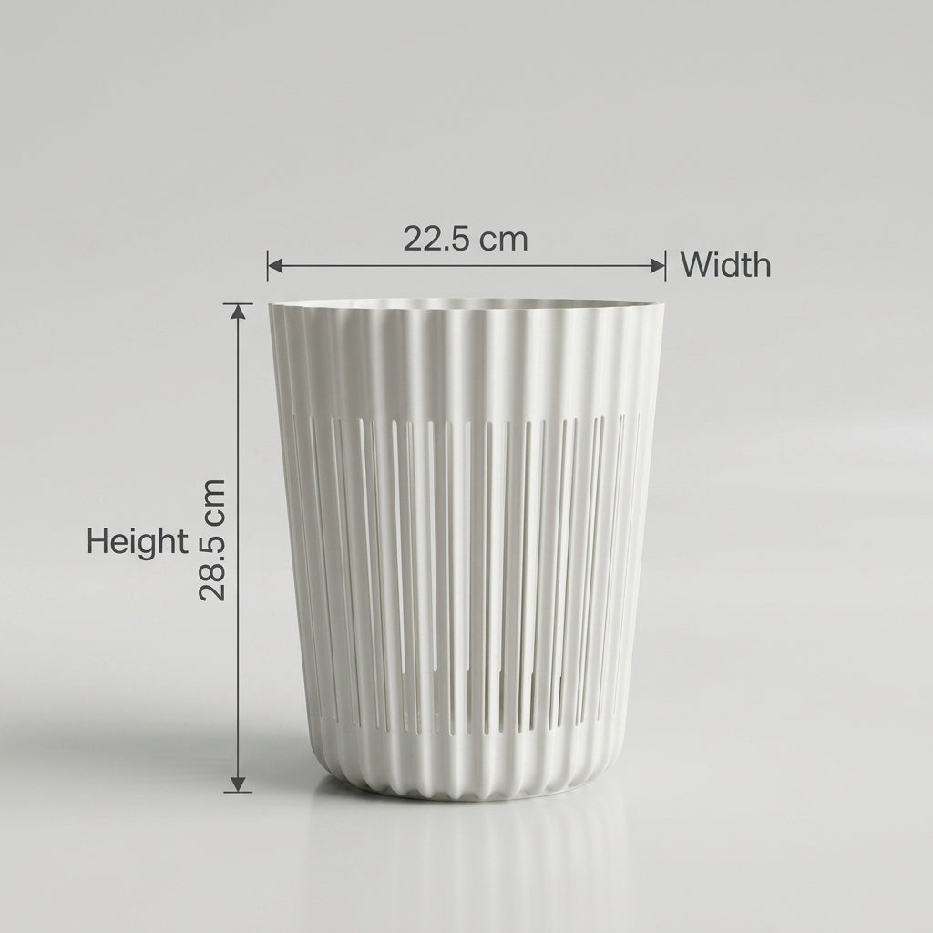White Slatted Plastic Trash Can By Zodiya