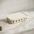 Cream Plastic Storage Box with Lid By Zodiya