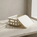 Cream Plastic Storage Box With Lid  (small) By Zodiya