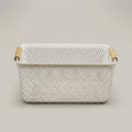 White Small Mesh Plastic Storage Basket By Zodiya