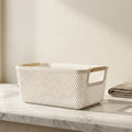 White Small Mesh Plastic Storage Basket By Zodiya