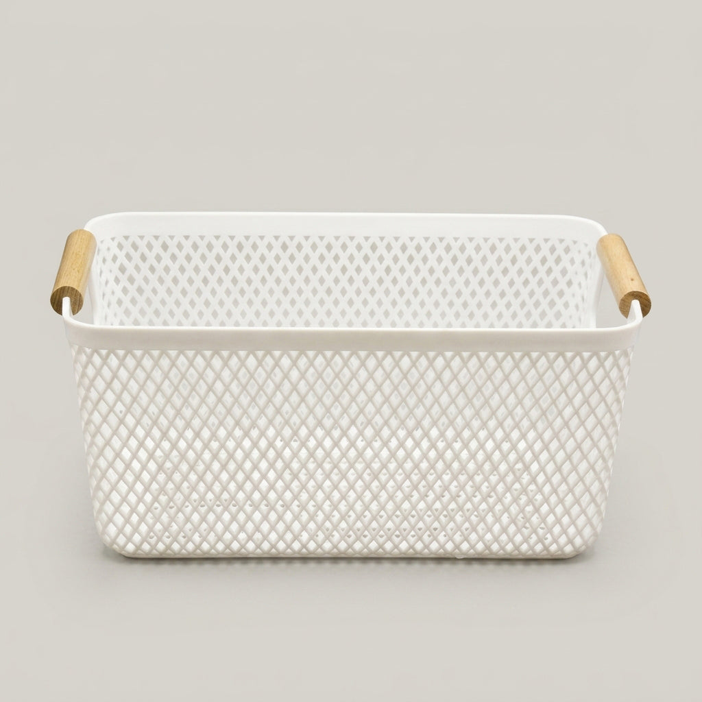 White Multipurpose Plastic Storage Basket By Zodiya
