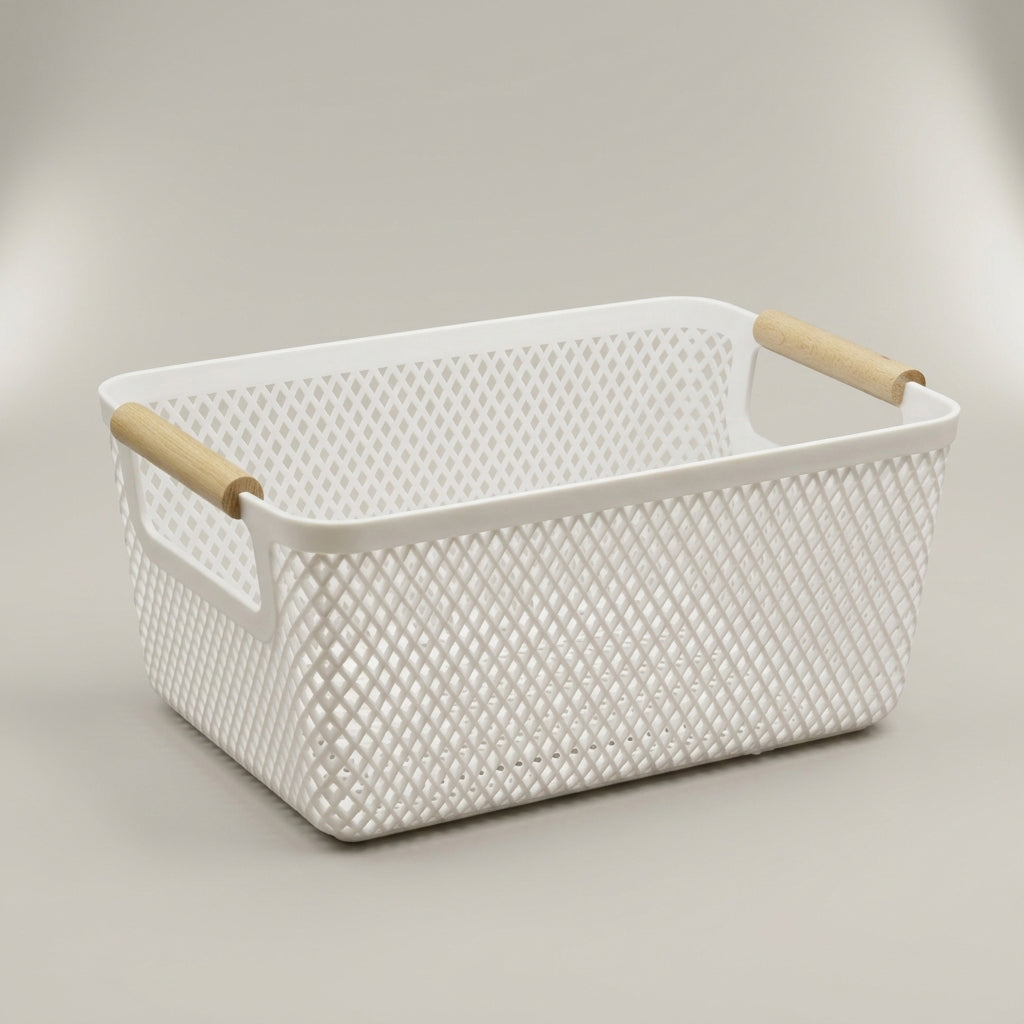 White Multipurpose Plastic Storage Basket By Zodiya