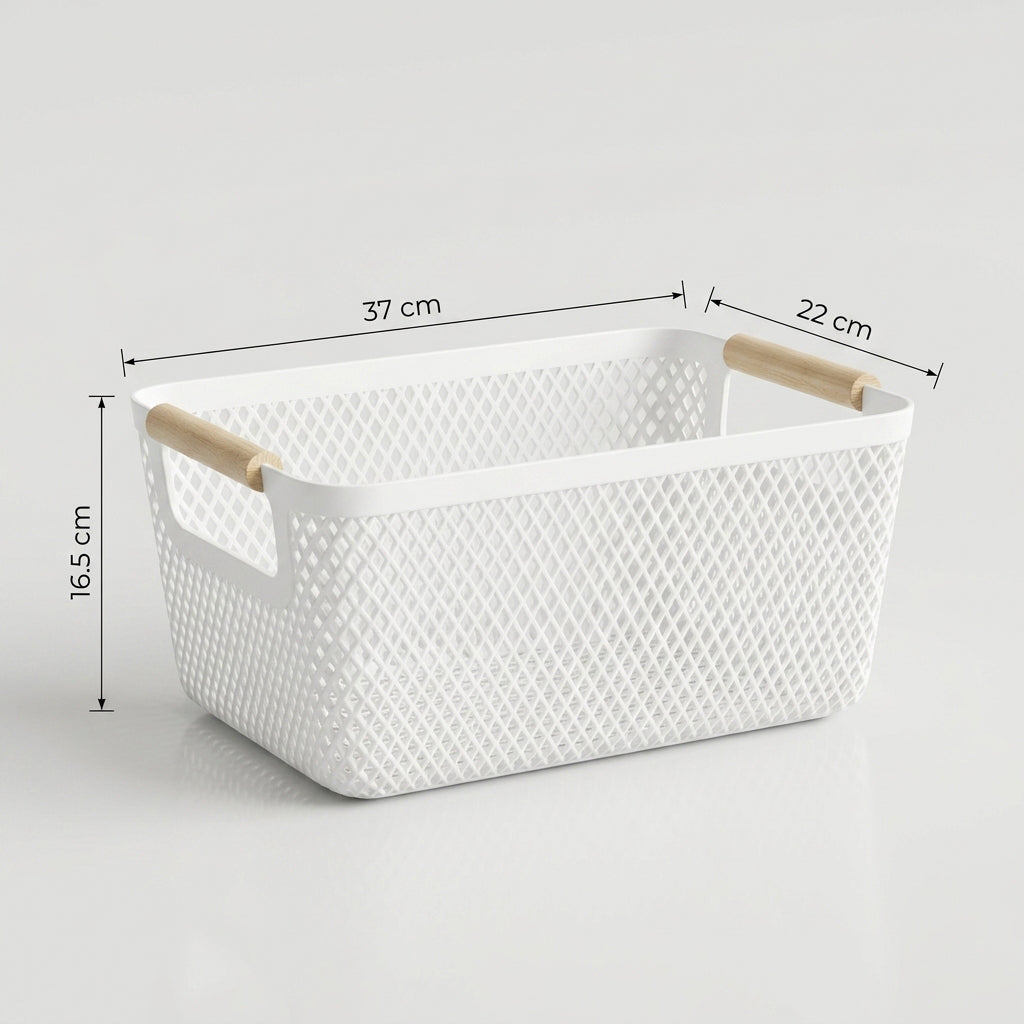 White Multipurpose Plastic Storage Basket By Zodiya