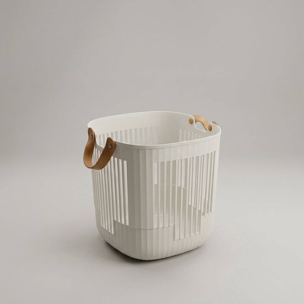 White Plastic Laundry Basket ( Medium) by Zodiya