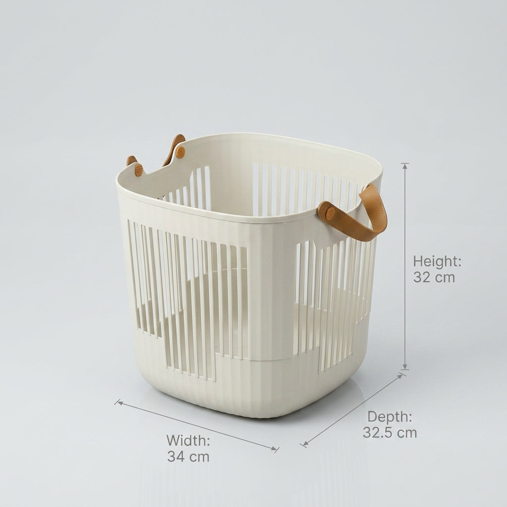 White Plastic Laundry Basket ( Medium) by Zodiya