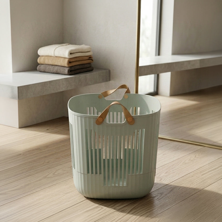Grey Small Plastic Laundry Basket By Zodiya