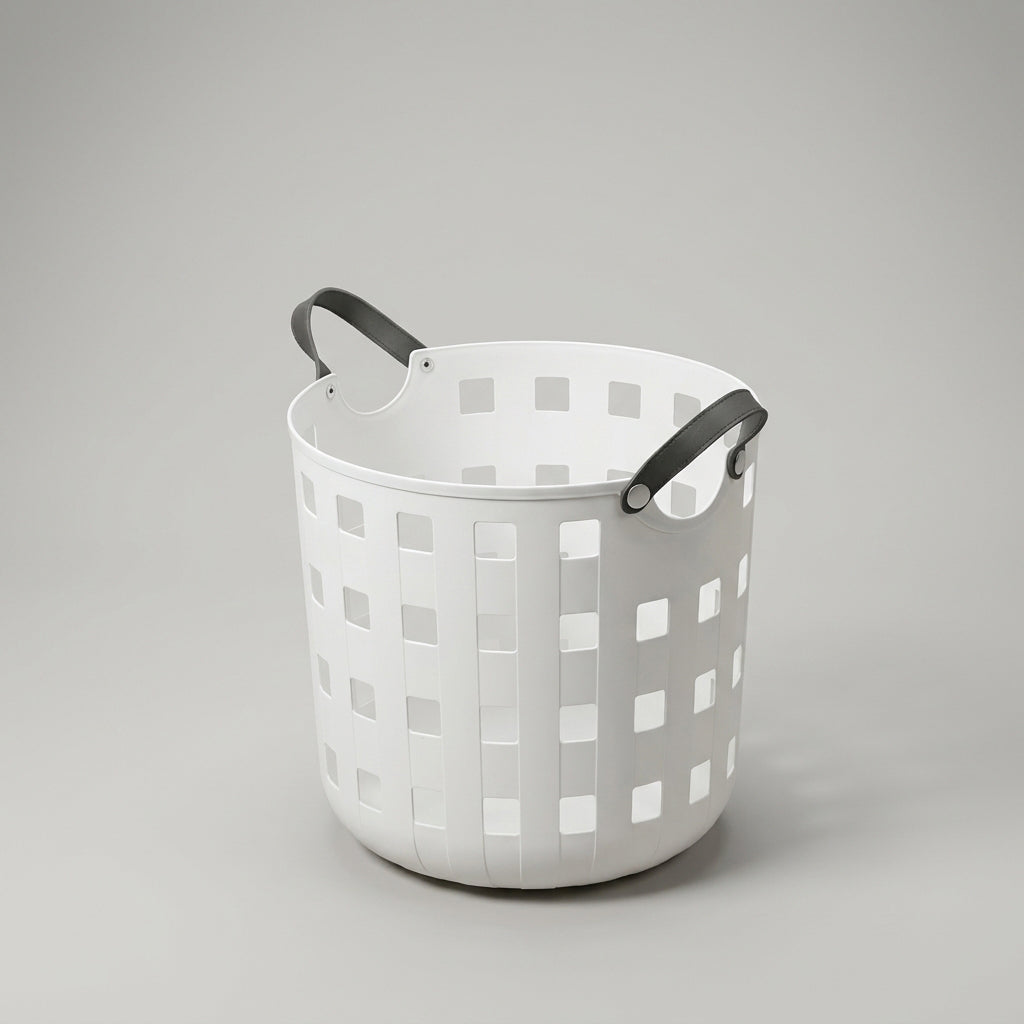 White Large Plastic Laundry Basket by Zodiya