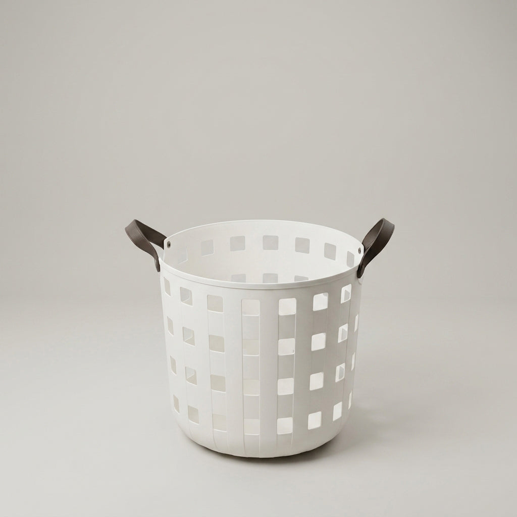 White Large Plastic Laundry Basket by Zodiya