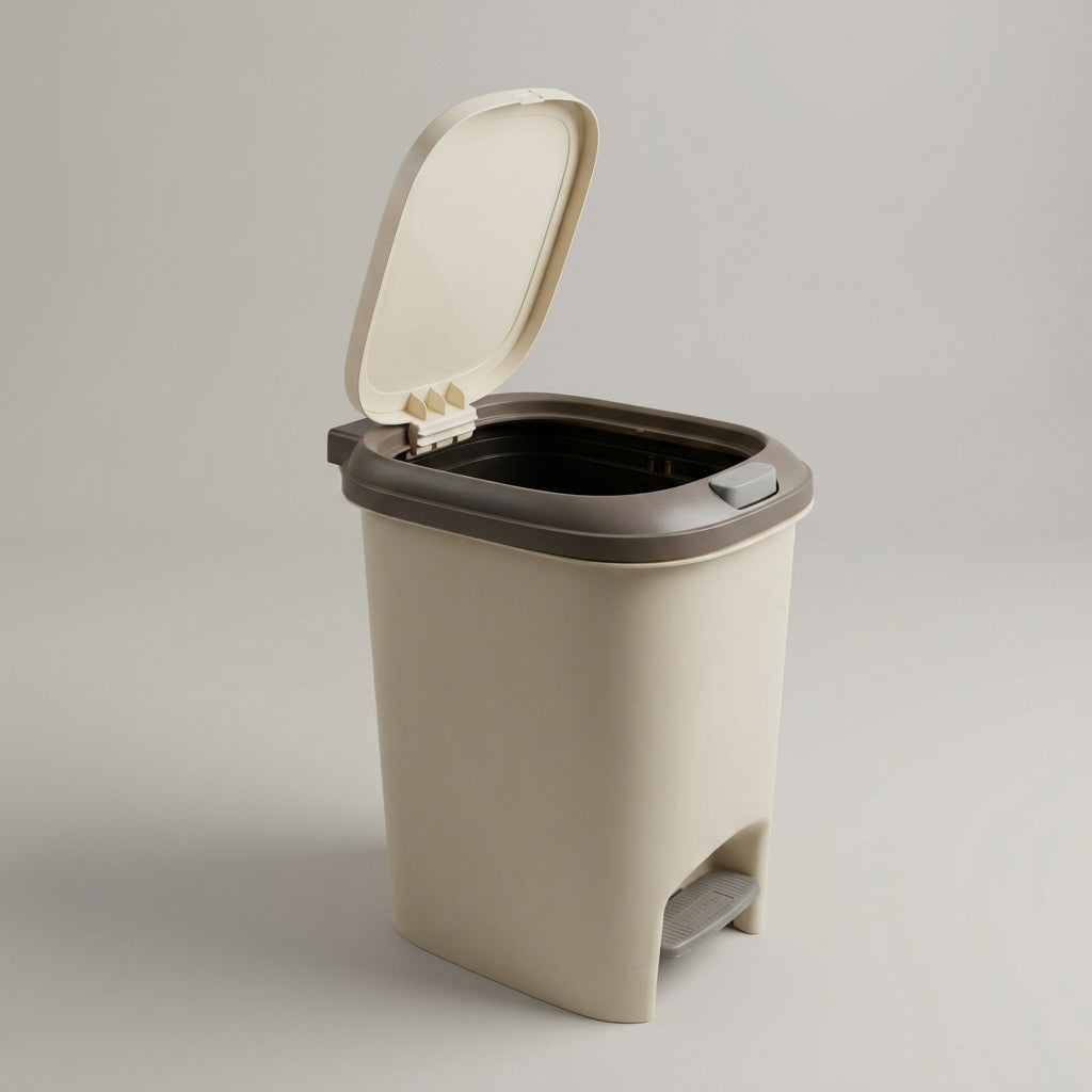 White Plastic Trash Bin By Zodiya