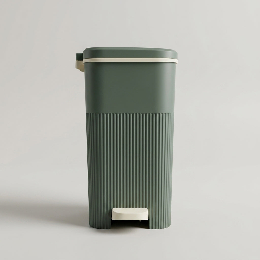 Grey Plastic Trash Bin With Pedal By Zodiya