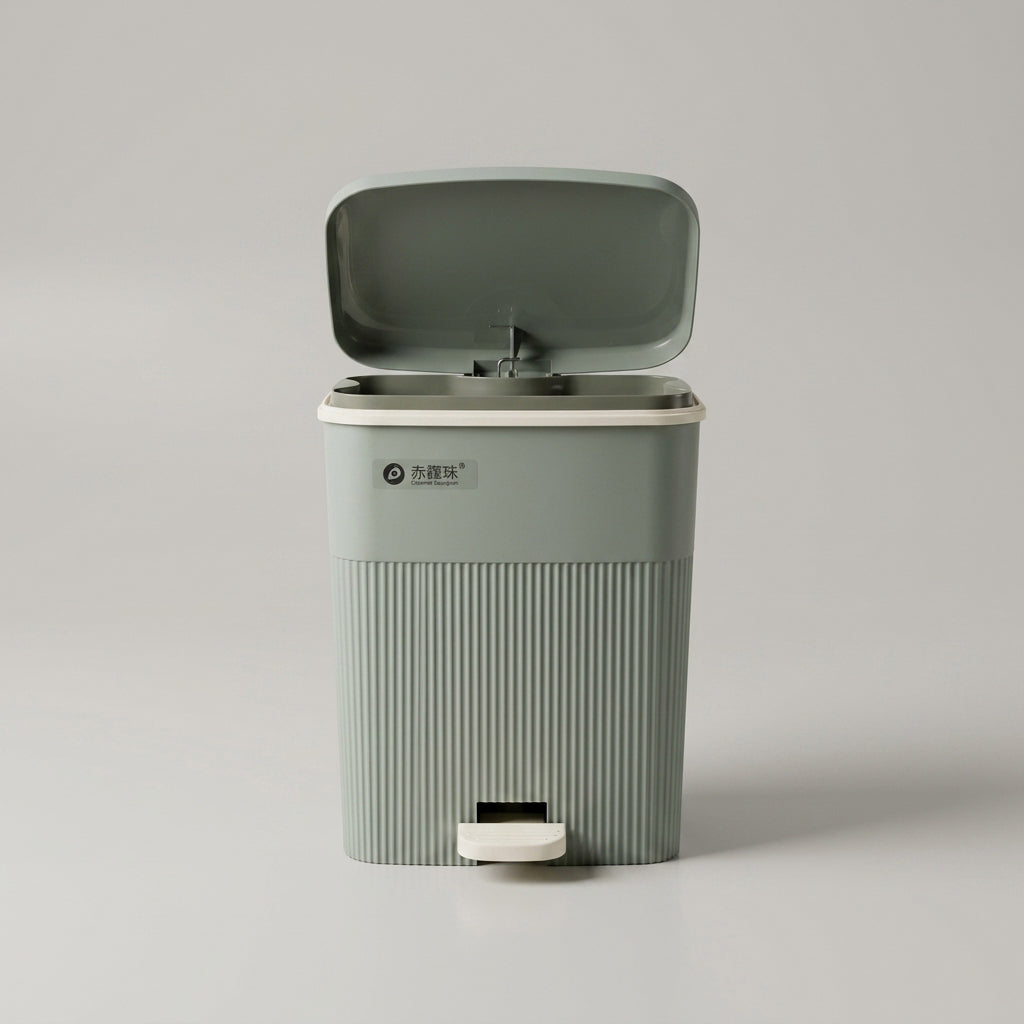 Grey Plastic Trash Bin With Pedal By Zodiya
