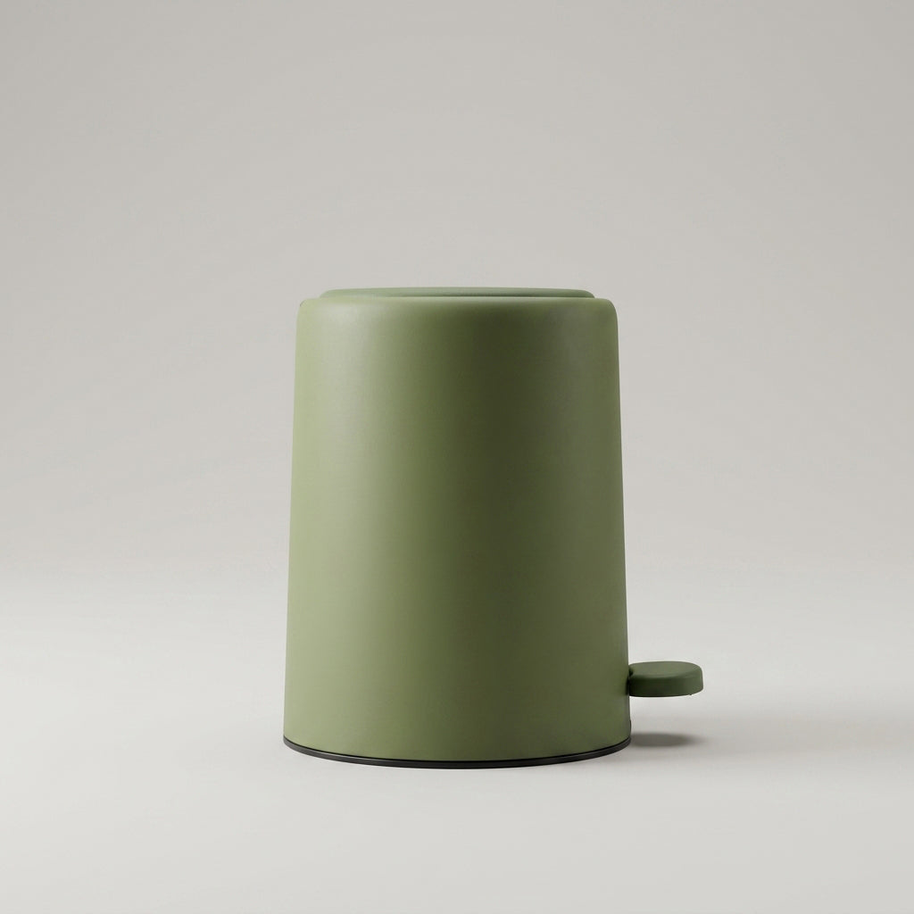 Beige Plastic Trash Bin By Zodiya