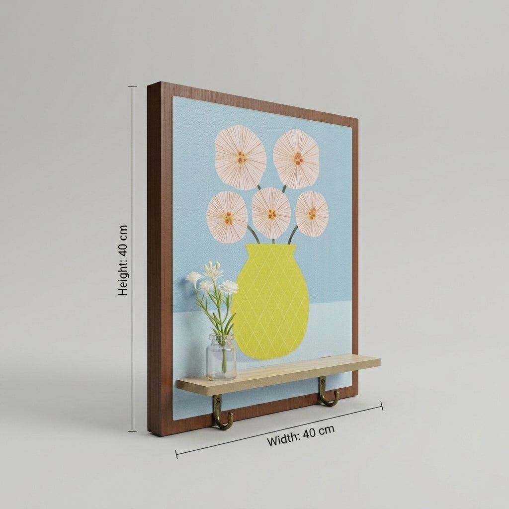 Wooden Floral Wall Art Key Holder by Zodiya