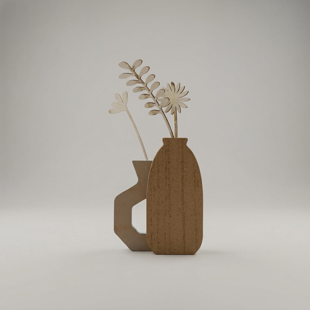 Wooden Floral Tabletop Vase Decor by Zodiya