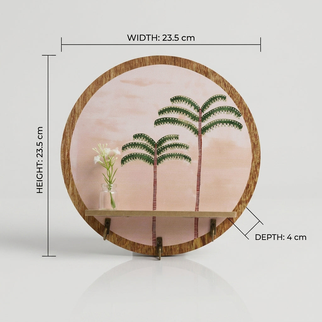 Round Wooden Tree Wall Art Key Holder by Zodiya