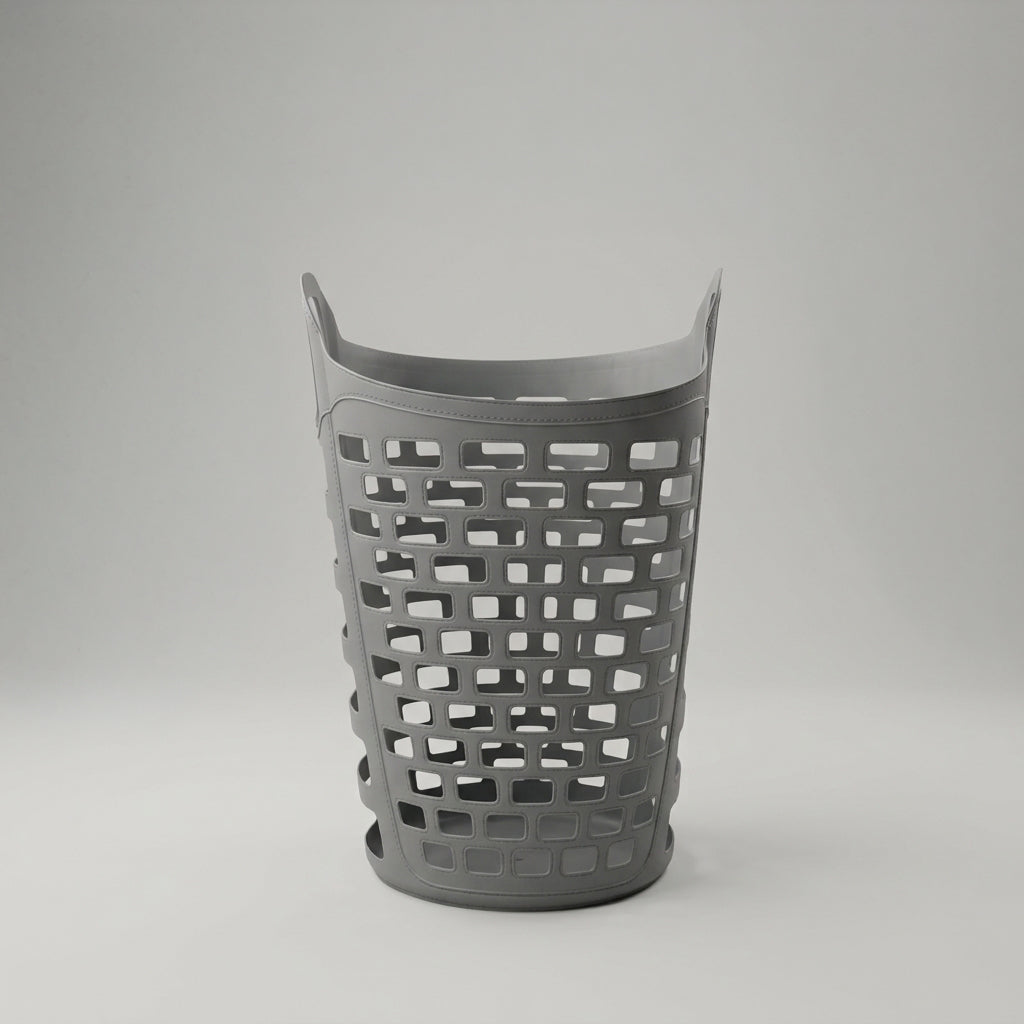 Grey Large Plastic Laundry Basket By Zodiya