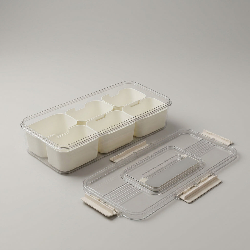 Plastic Fridge Organiser Box (6 Compartments) By Zodiya