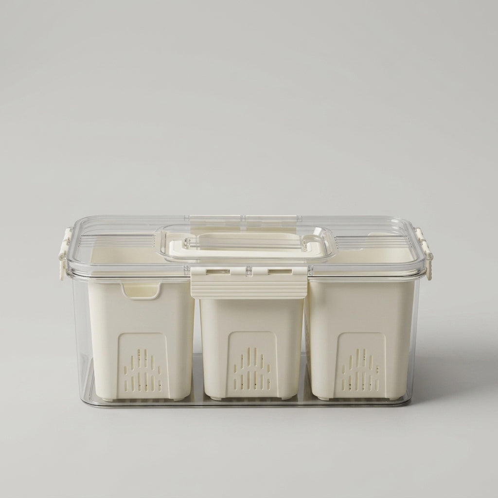 Refrigerator storage box with removable compartments by Zodiya