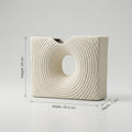 Off-White Square Ceramic Flower Vase (Center Hollow) By Zodiya