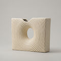 Off-White Square Ceramic Flower Vase (Center Hollow) By Zodiya