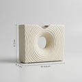 White Ceramic Textured Flower Vase (Rippled, Donut) By Zodiya