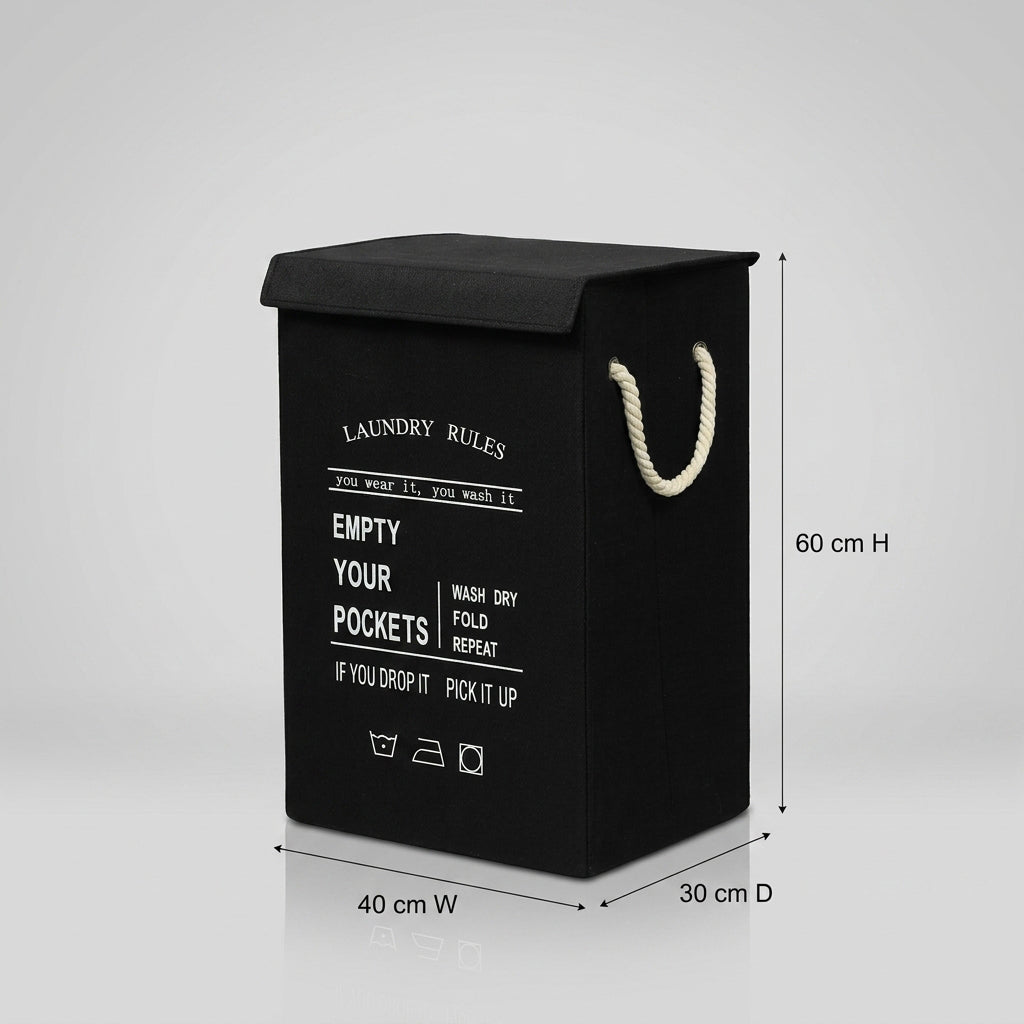 Black Fabric Laundry Basket by Zodiya